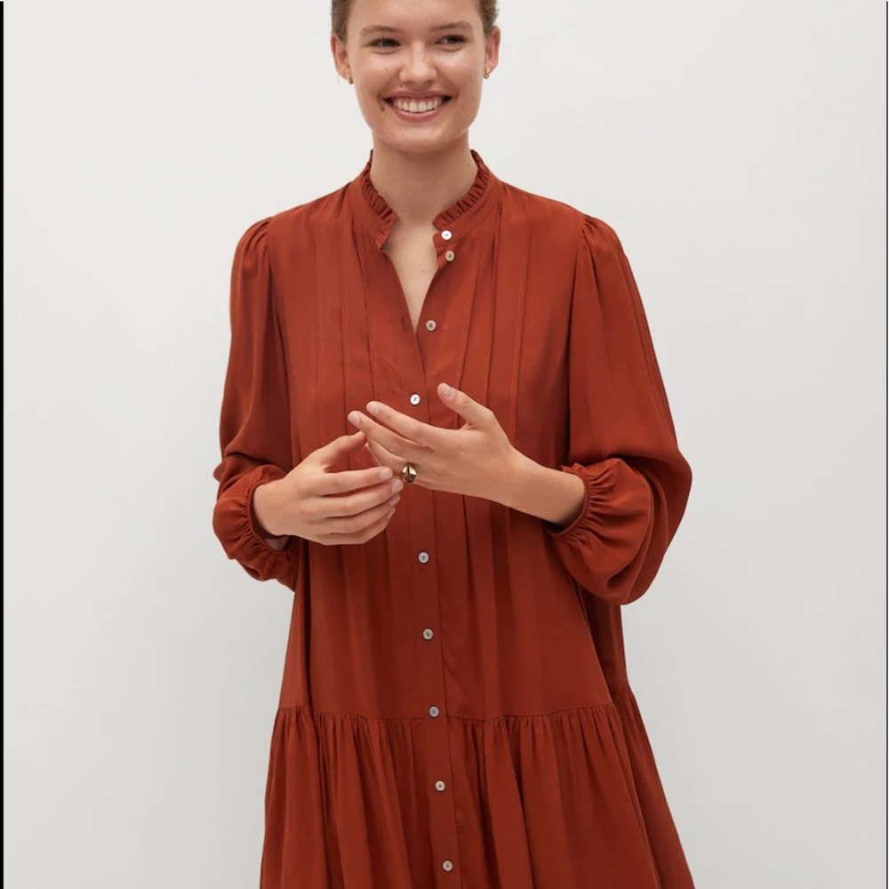 Mango Long Sleeves Pleated Dress XS